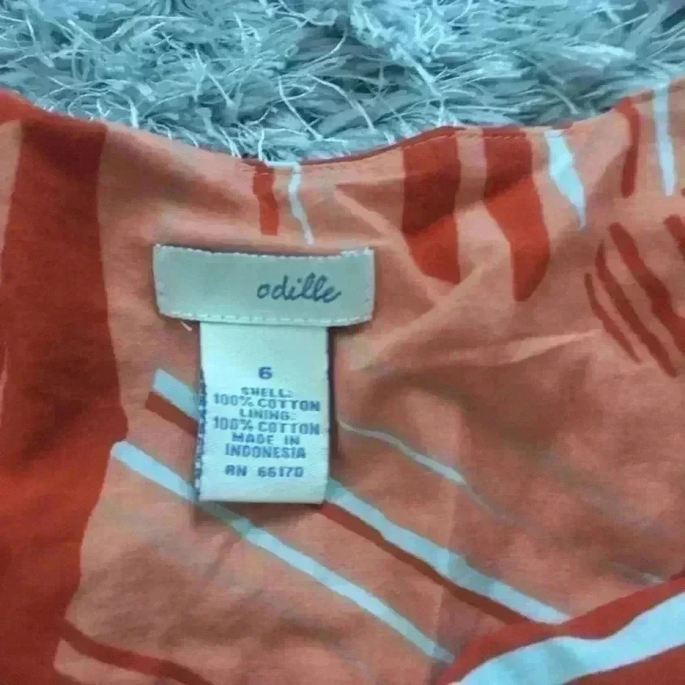 Anthropologie orange patterned midi‎ skirt